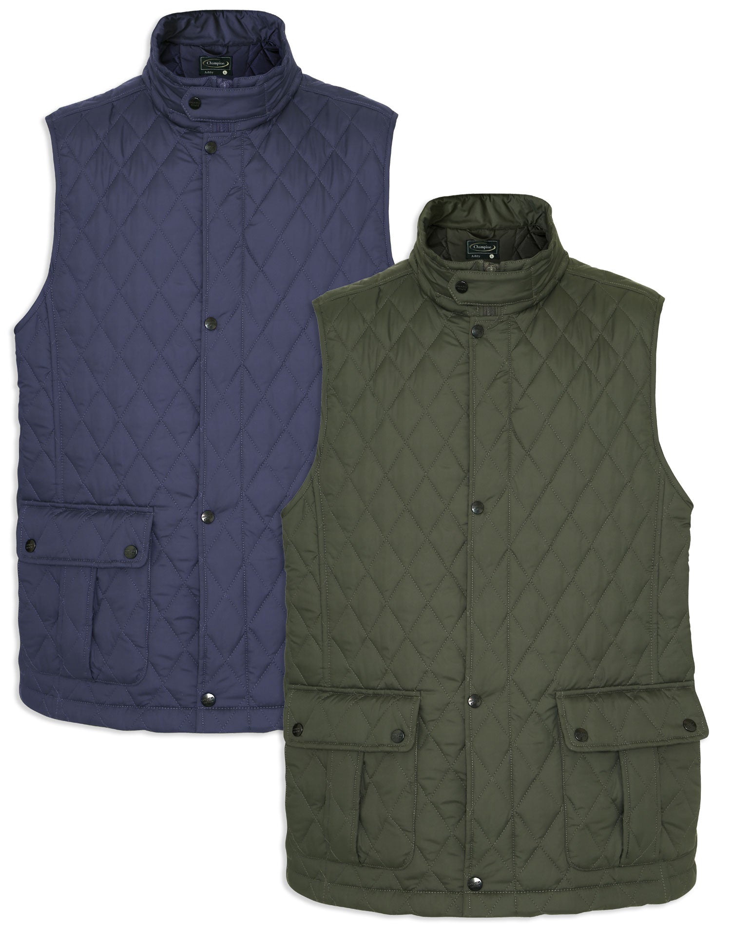 Champion Ashby Quilted Body Warmer | Olive &amp; Navy 