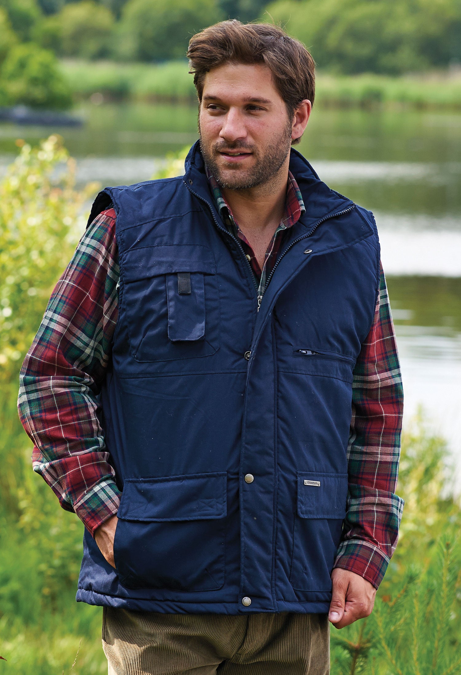 Navy multi pocket Champion Peak Padded Bodywarmer 