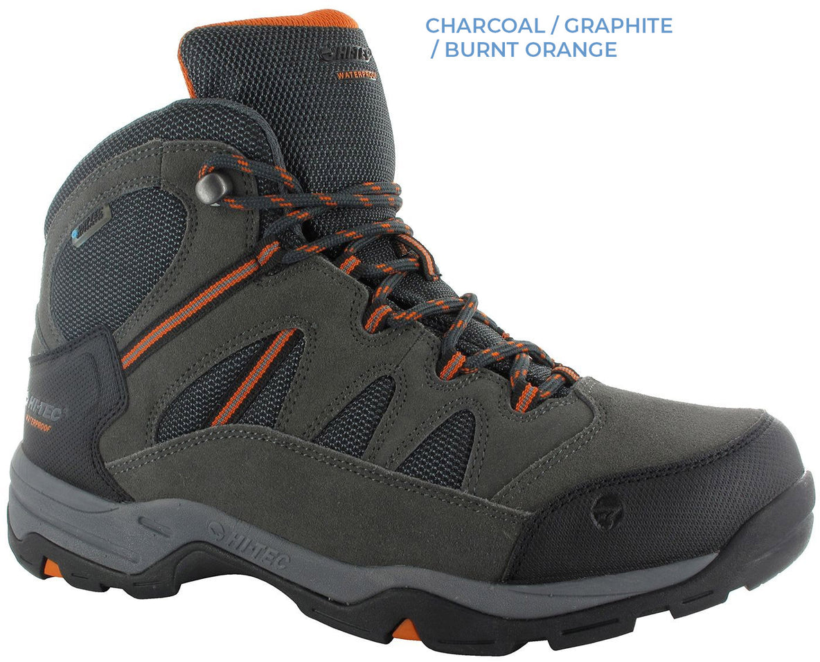 Charcoal, Graphite, Burnt Orange. Hi-Tec Bandera Lite II Waterproof Hiking Boots