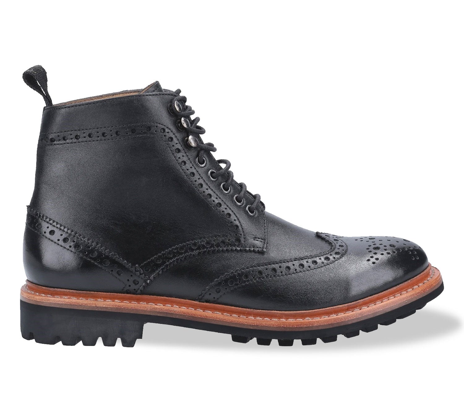 Black Cotswold Rissington Commando Brogue Boot 