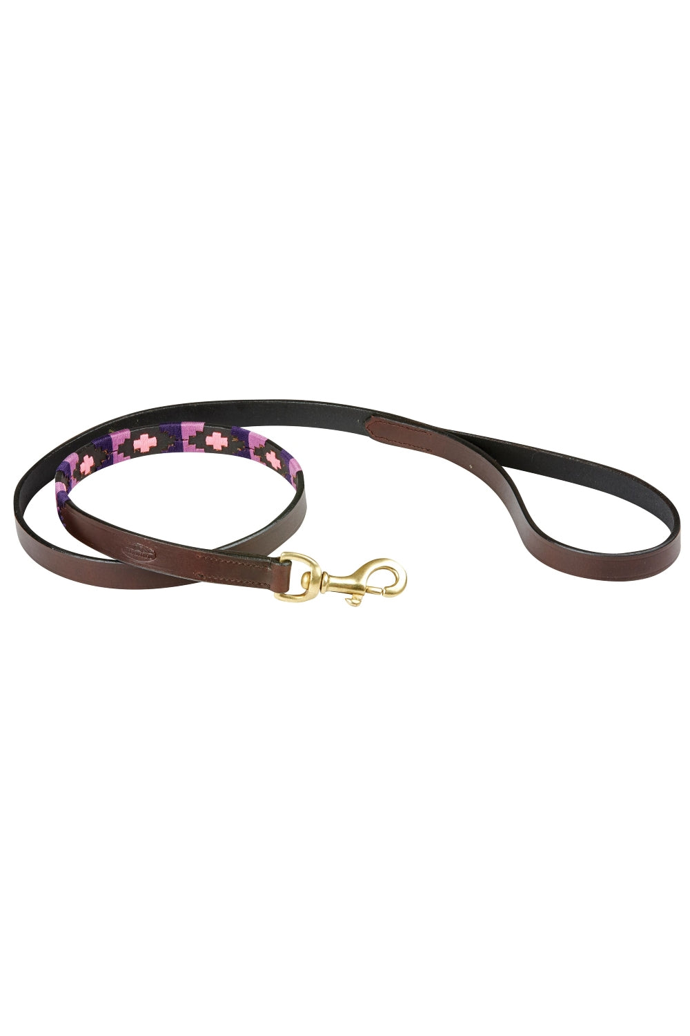 WeatherBeeta Polo Leather Dog Lead in Cowdray Brown/Purple/Purple