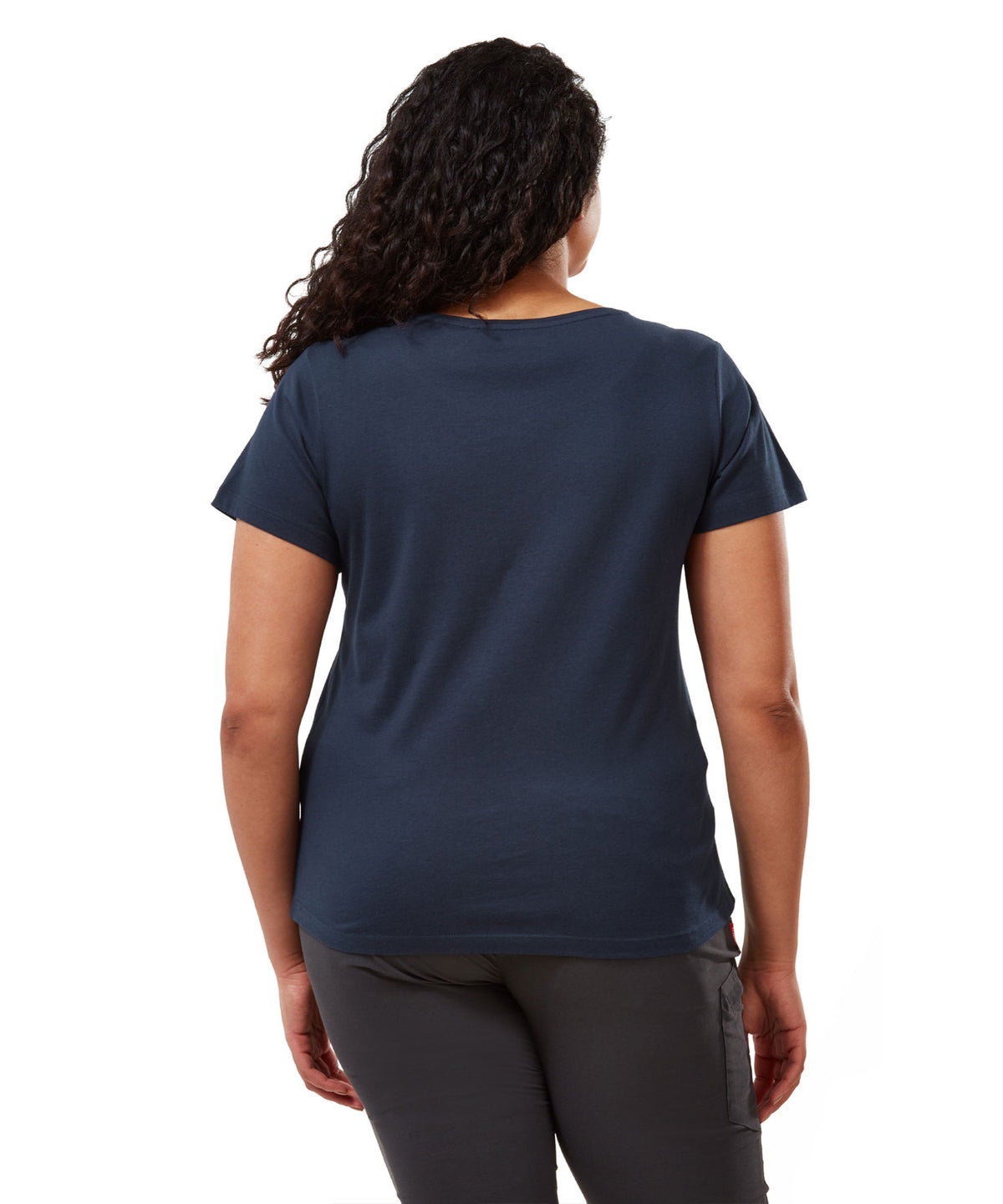 Blue Navy Floral Craghoppers Miri Short Sleeve T-Shirt on white background 
