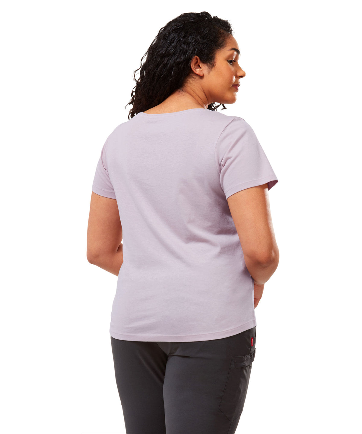Brushed Lilac Floral Craghoppers Miri Short Sleeve T-Shirt on white background 