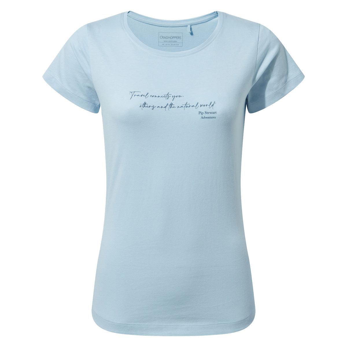 Harbour Blue Quote Craghoppers Miri Short Sleeve T-Shirt on white background 