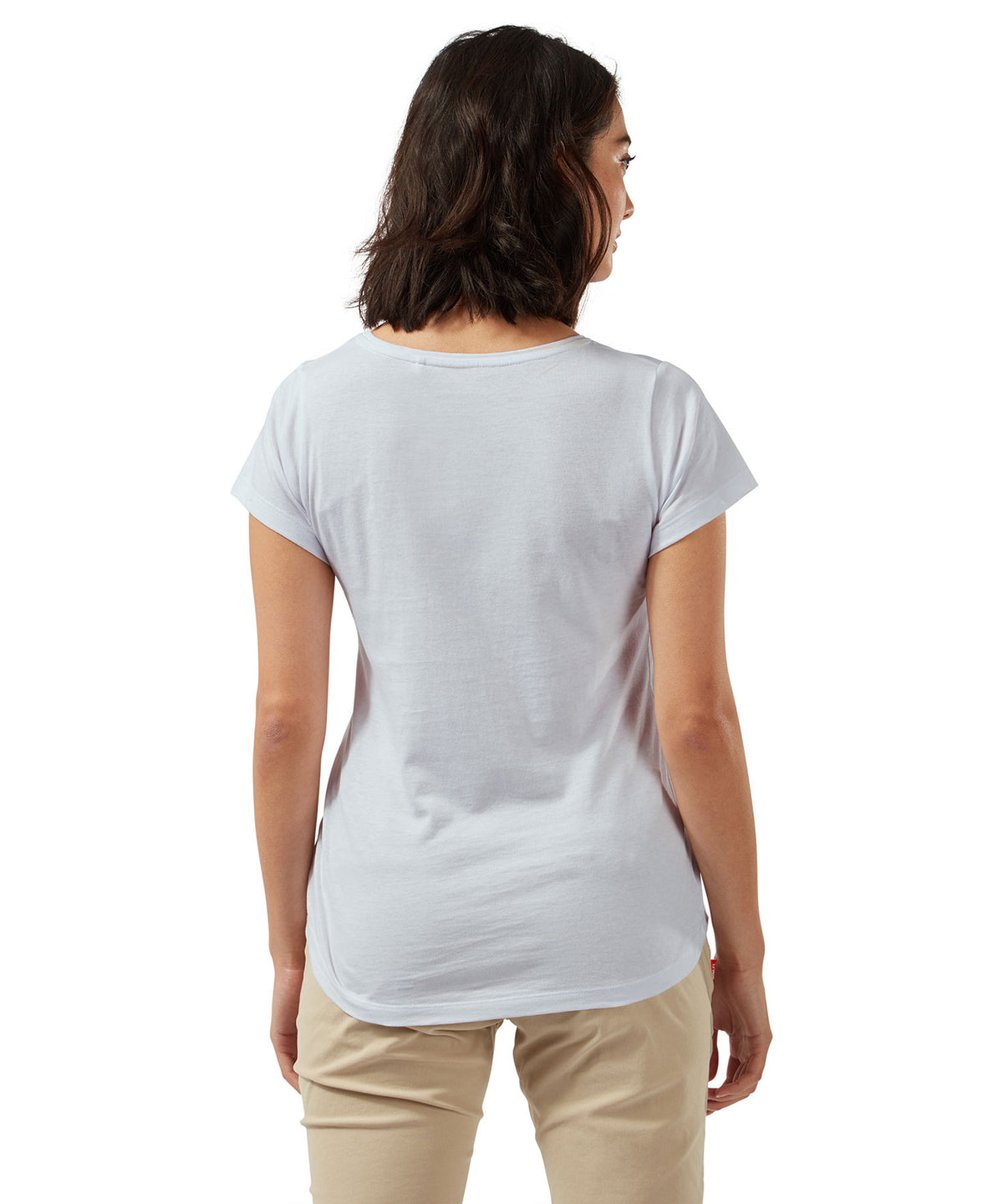 Optic White Floral Craghoppers Miri Short Sleeve T-Shirt on white background 