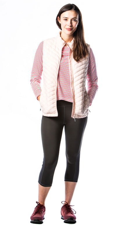 Rio Red Stripe coloured Craghoppers NosiLife Erin Ladies L/S Top on white background 