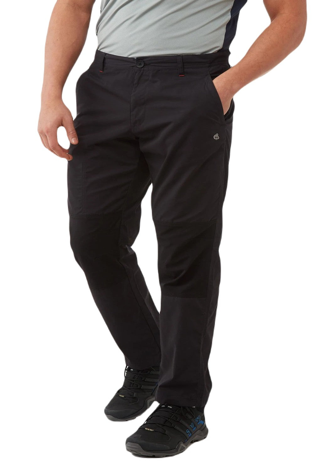 Black coloured Craghoppers Verve Trousers on white background 