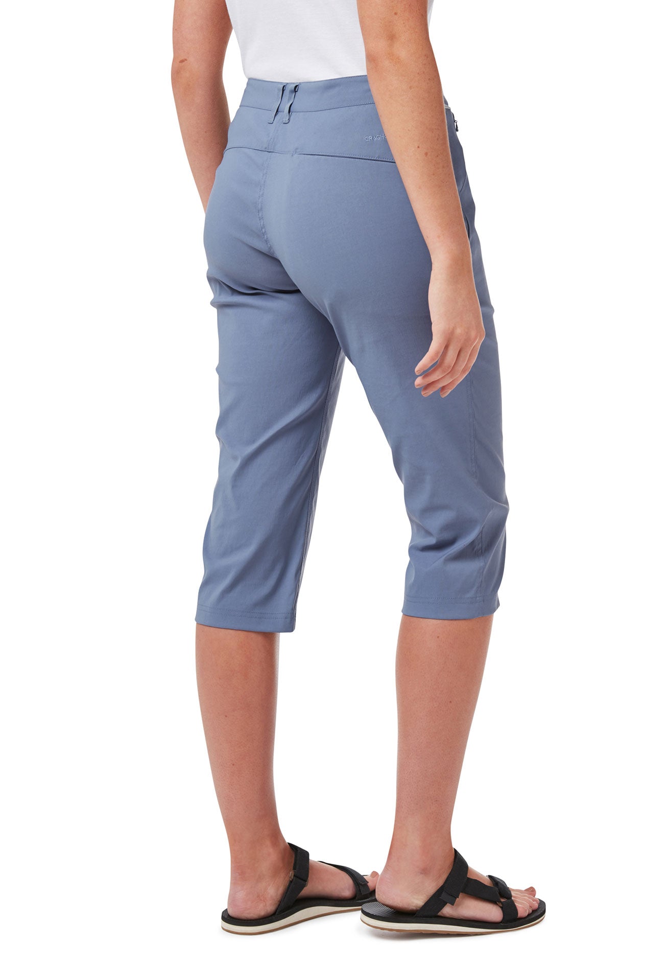 Rear View Paradise Blue Ladies Kiwi Pro Crop Trousers by Craghoppers