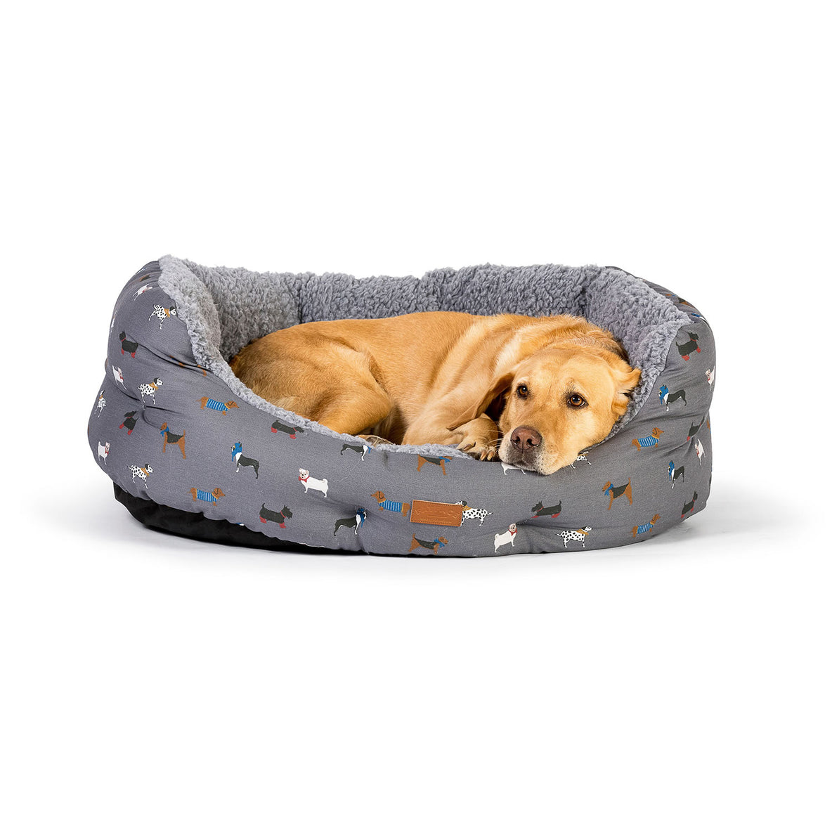 Dog Beds - Danish Design Fatface Marching Dogs Deluxe Slumber Bed in Grey