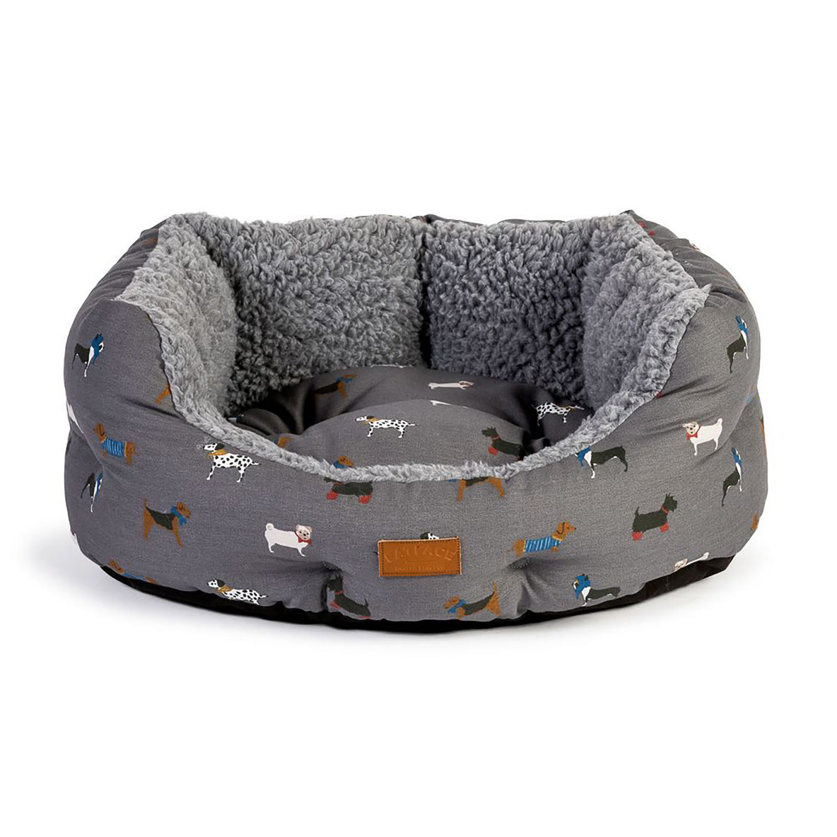 Danish Design Fatface Marching Dogs Deluxe Slumber Bed in Grey