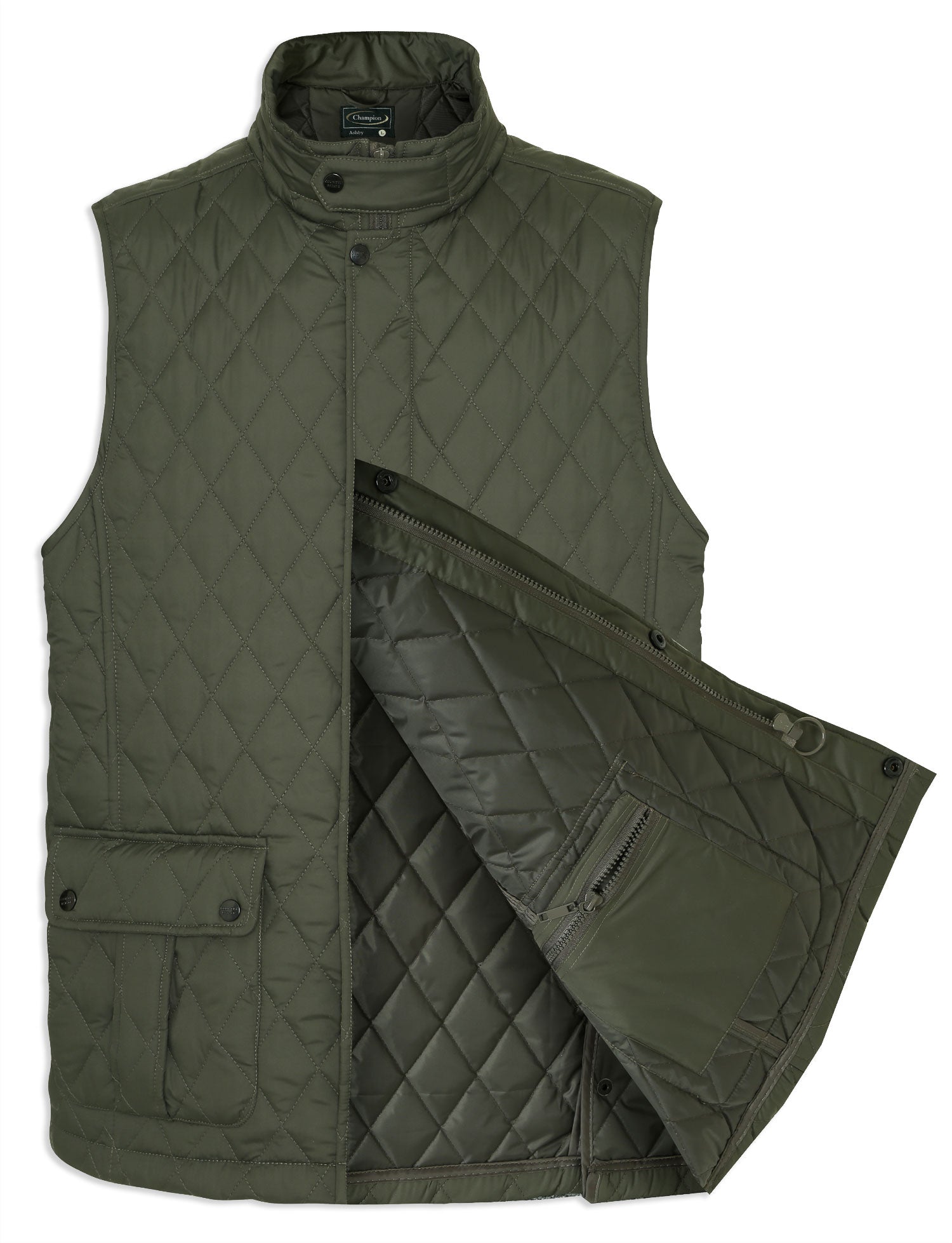 Quilted padded Gilet from Champion showing lining opening 