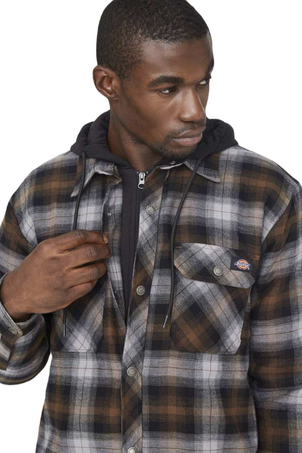 Dickies Fleece Hood Flannel Shirt Jacket Black L | Toolstation