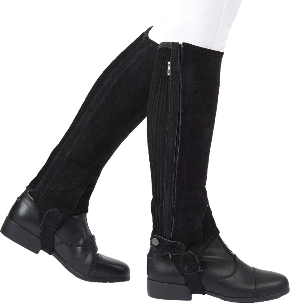 Dublin Childrens Suede Half Chaps II In Black 