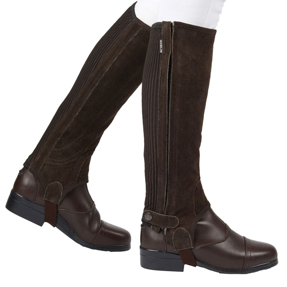 Dublin Childrens Suede Half Chaps II In Brown ~colour_brown