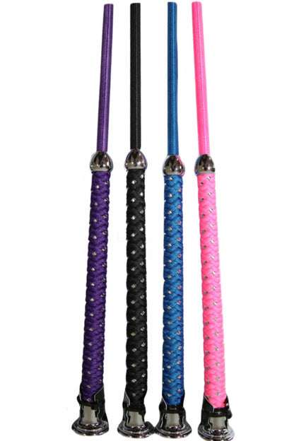 Dublin Dressage Whip With Plaited Handle In Black, Hot Pink, Purple, Royal Blue