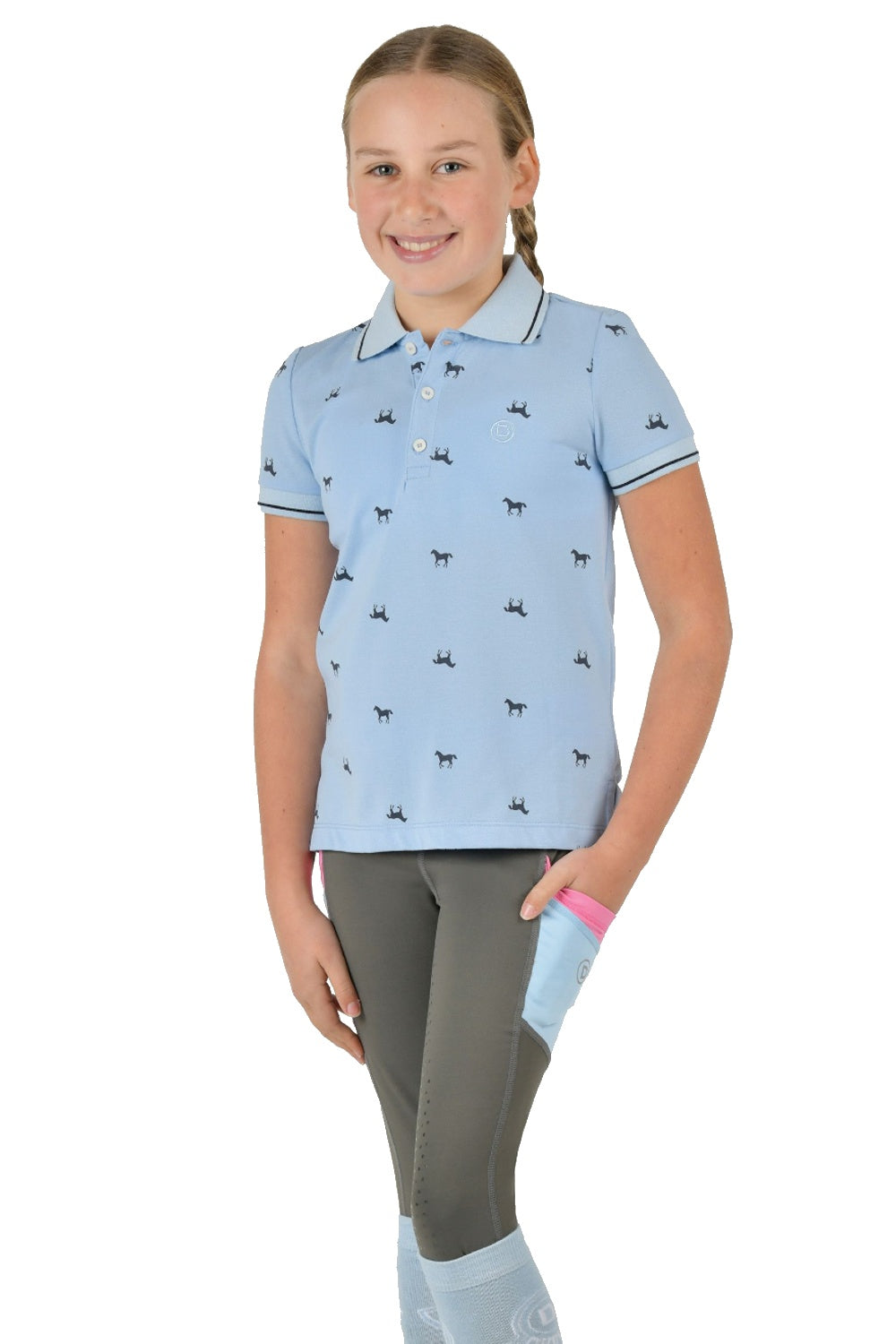 Dublin Kids Elyse Short Sleeve Polo in Bluebell 