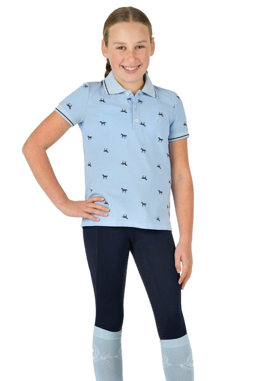 Dublin Kids Elyse Short Sleeve Polo in Bluebell 