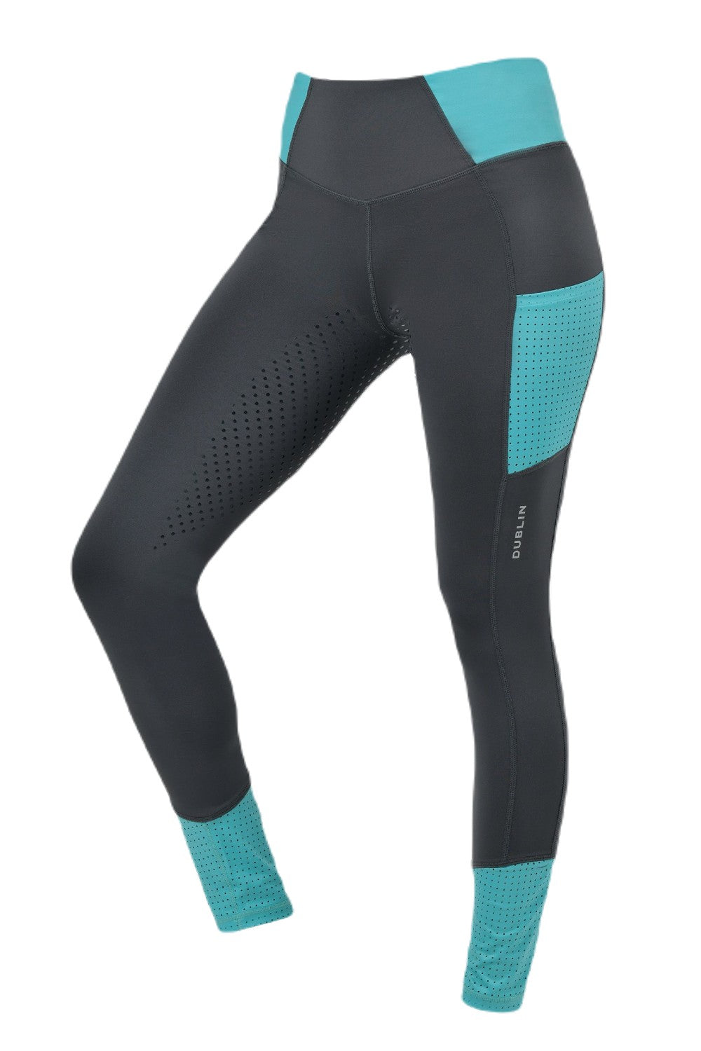 Dublin Power Performance Mid Rise Colour Block Tights | Five Colours In Asphalt/Jade 