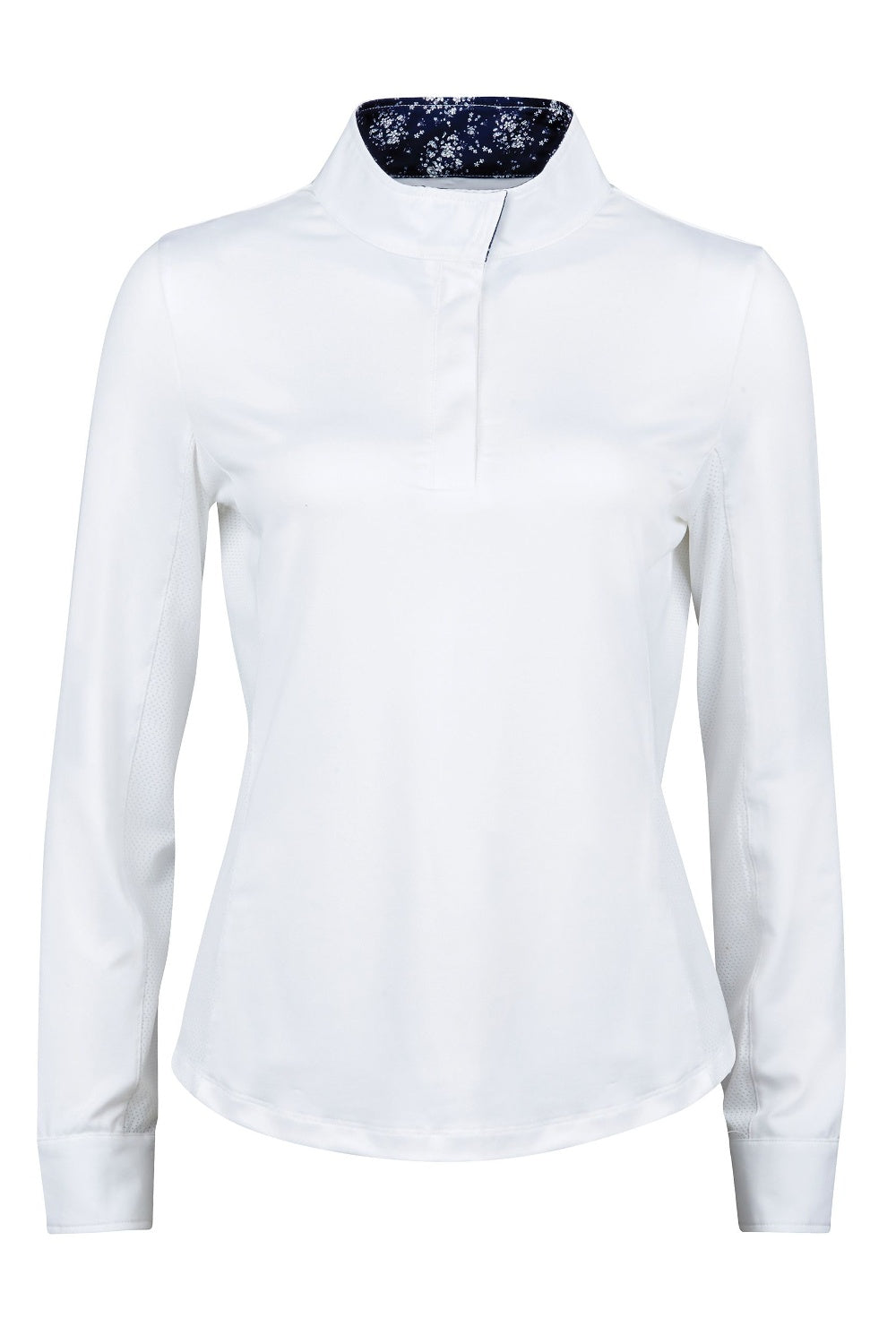 Dublin Ria Long Sleeve Competition Shirt in White/Navy