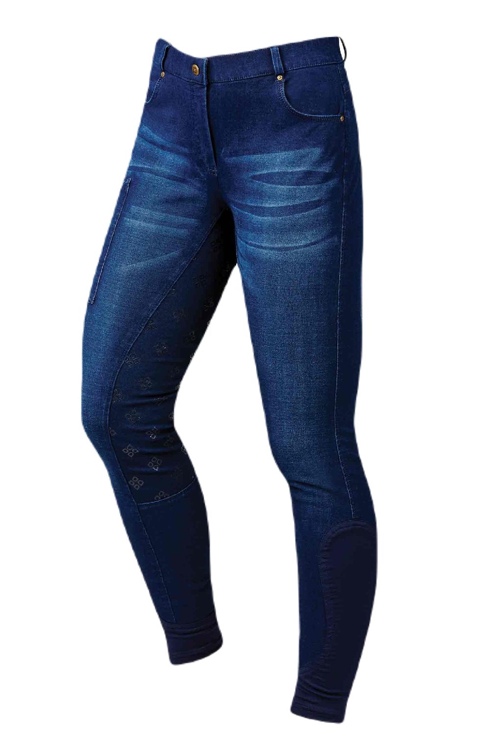 Dublin Shona Full Grip Silicone Print Denim Breeches In Light Blue Denim 