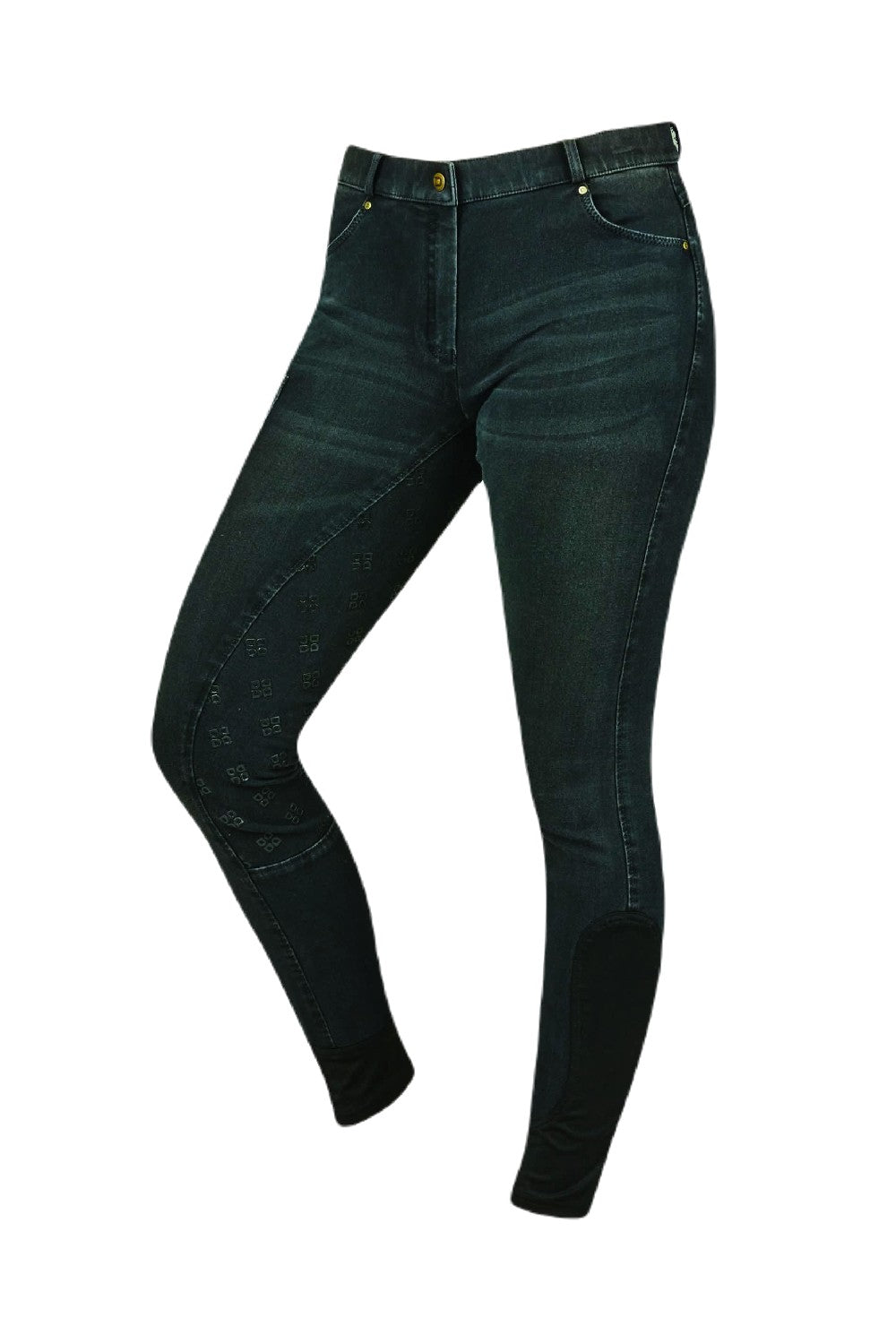 Dublin Shona Full Grip Silicone Print Denim Breeches In Ash 