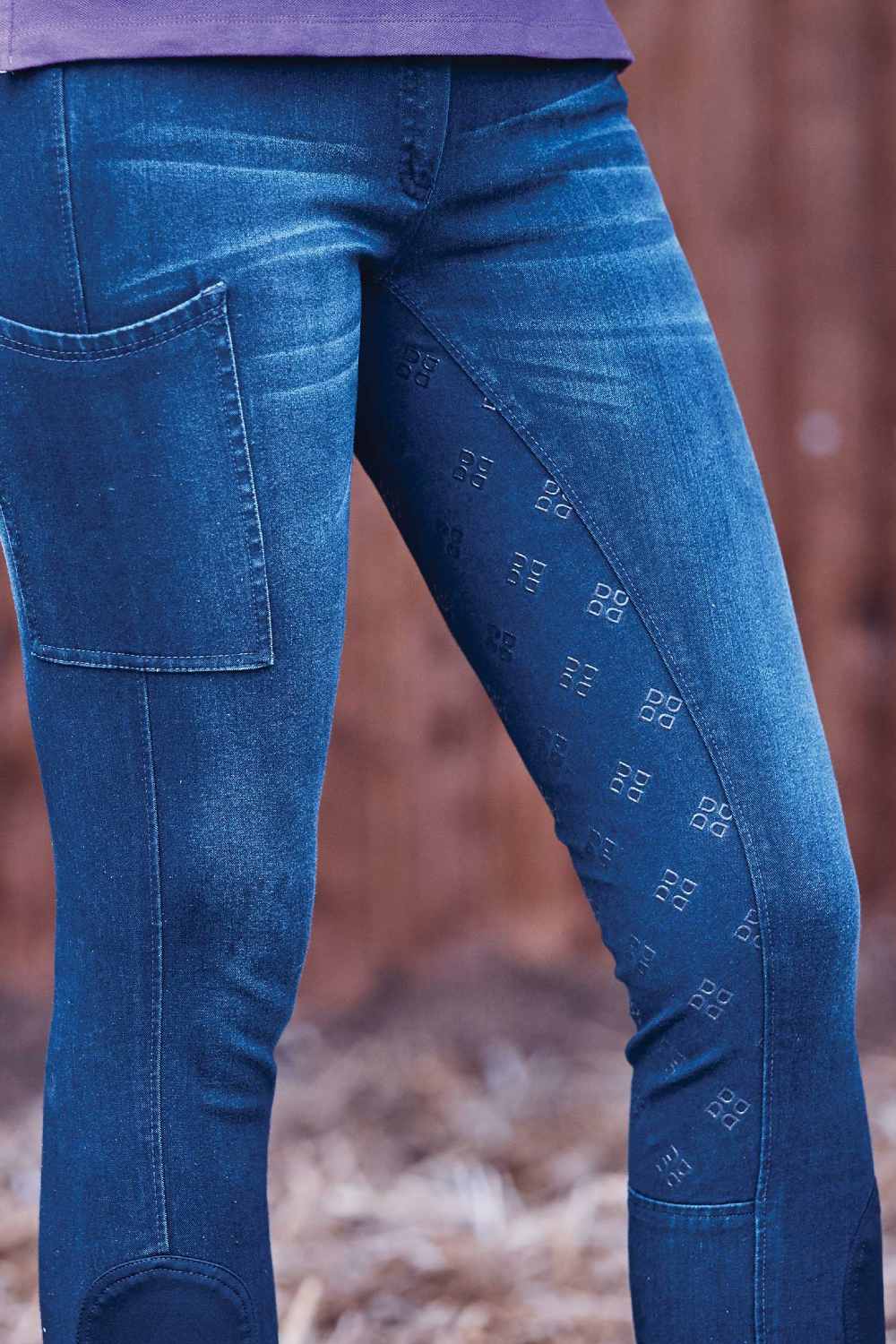 Dublin Shona Full Grip Silicone Print Denim Breeches In Light Blue Denim 