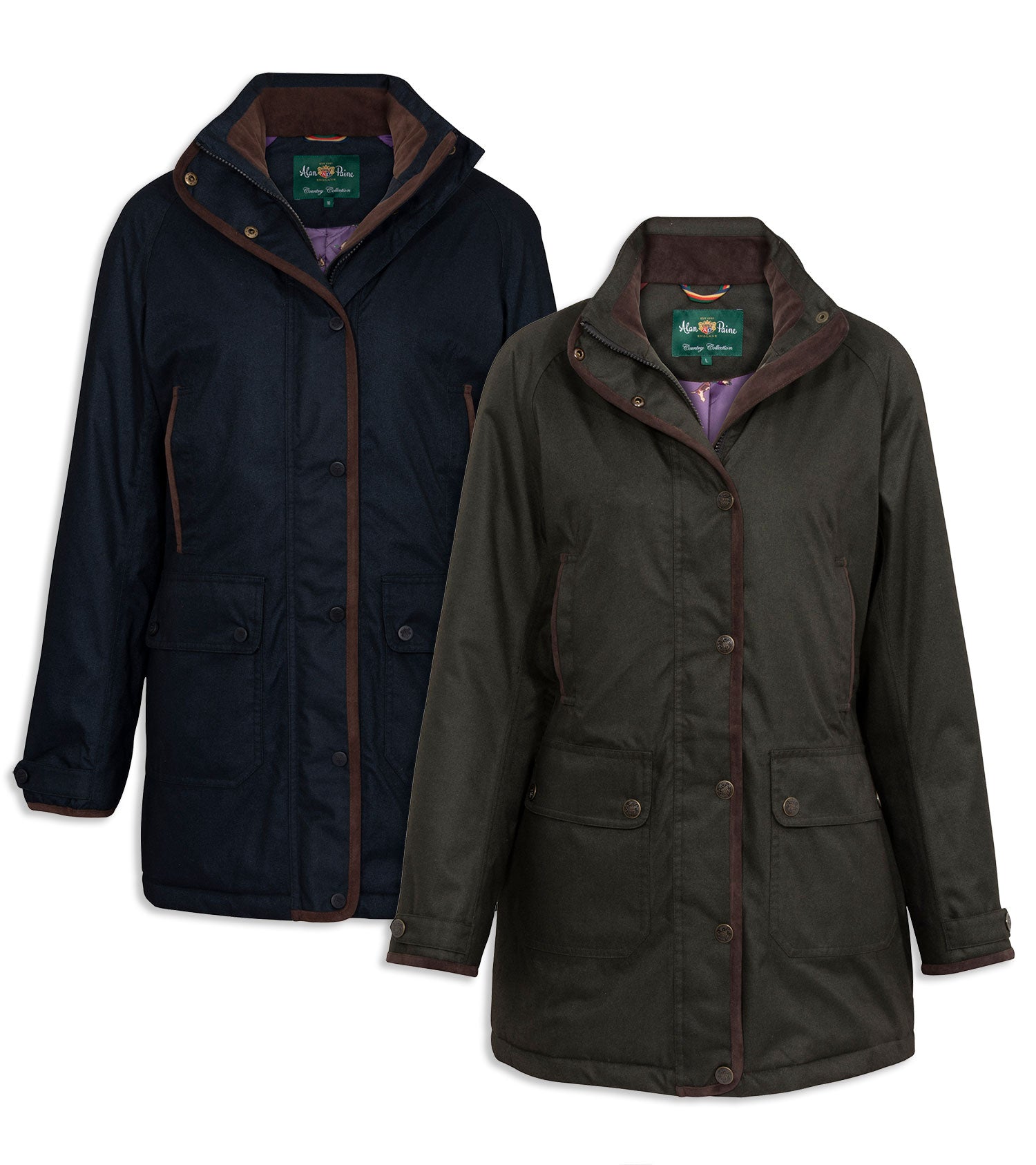 Alan Paine Fernley Ladies Weekend Coat | Woodland Green, Navy Blue 