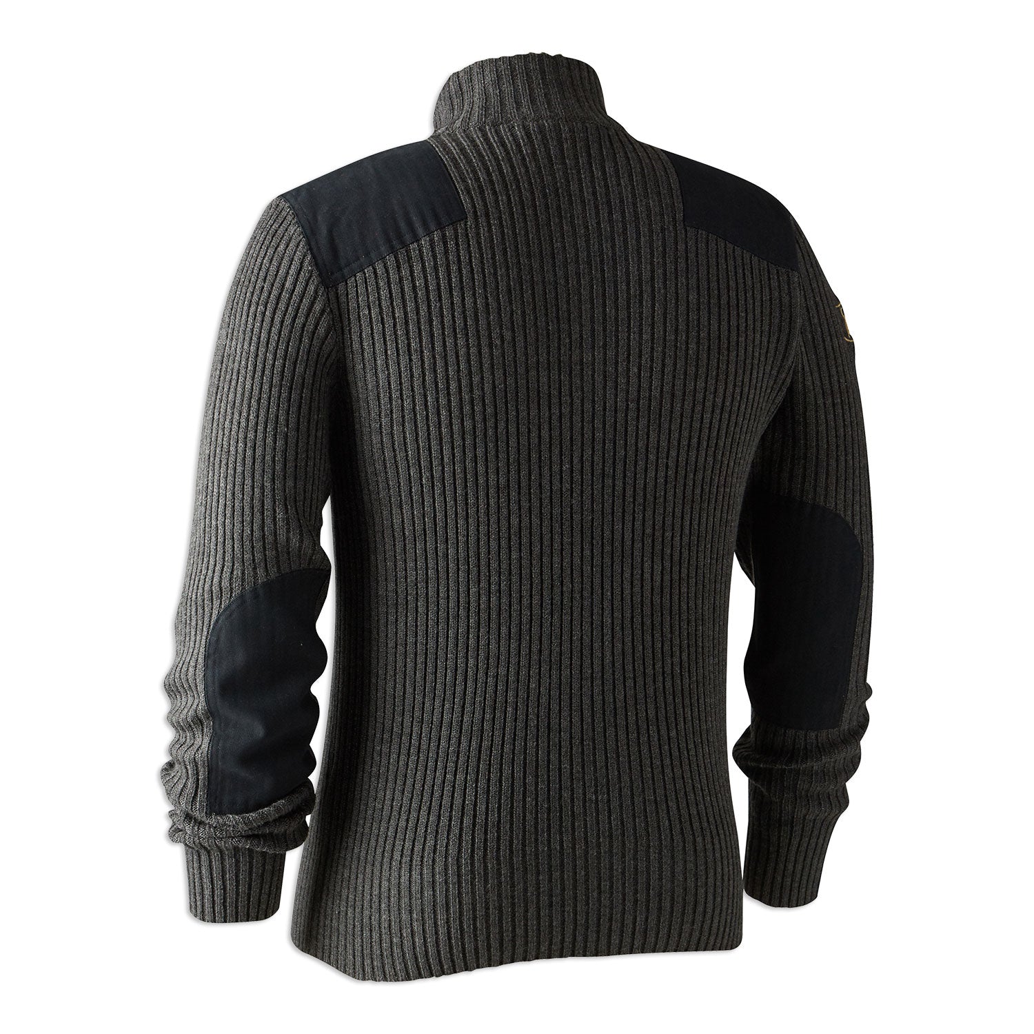 Back Dark Grey Melange Deerhunter Rogaland Zip Neck Sweater 