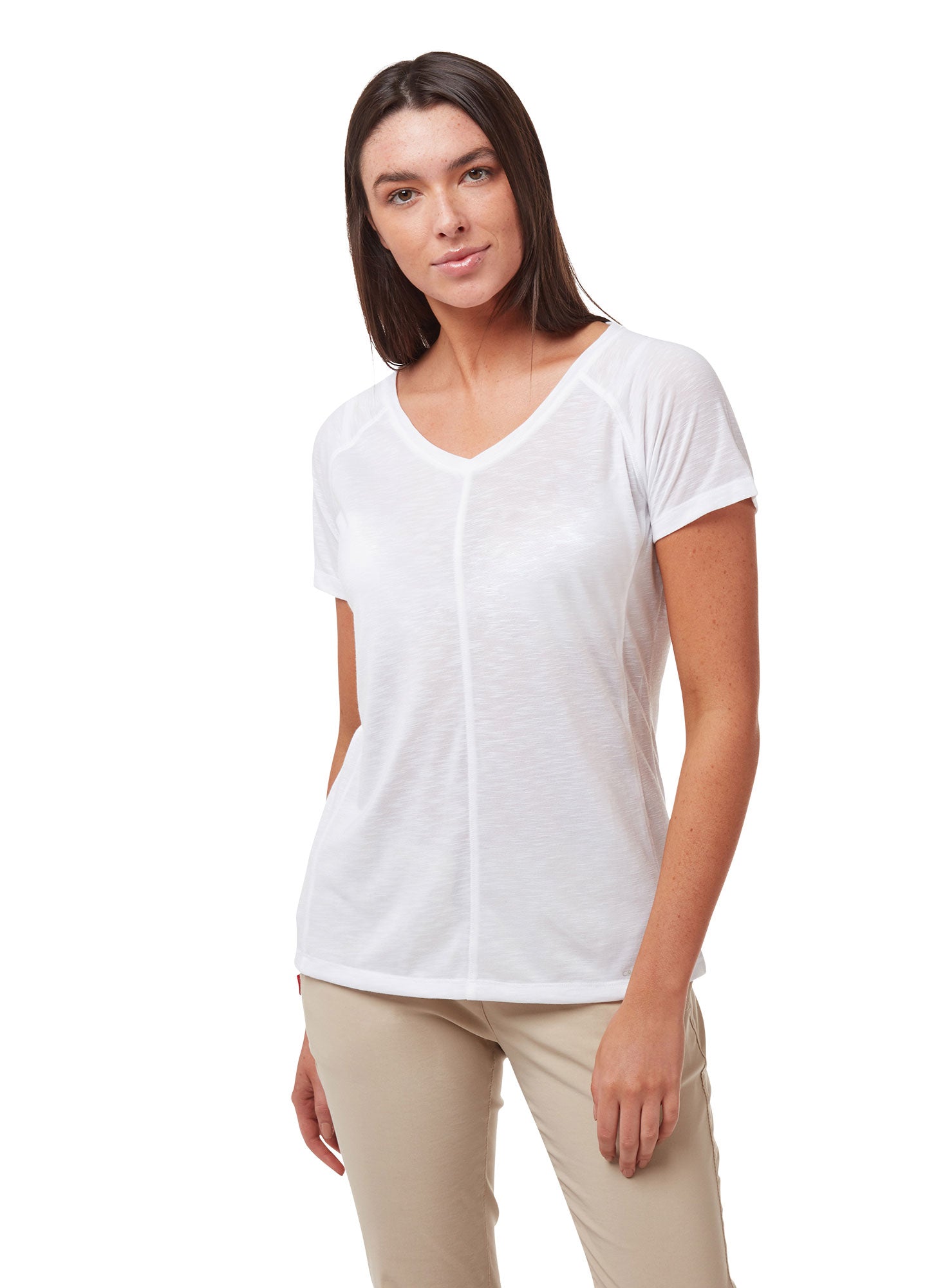 Ladies Optic White Craghoppers Galena V Neck T-Shirt