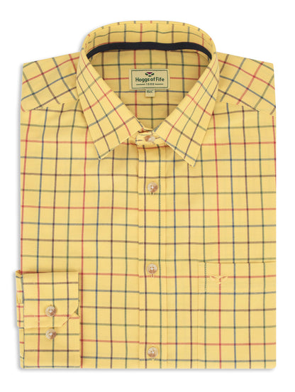 Hoggs of Fife Governor Tattersall Shirt in Gold Tattersall
