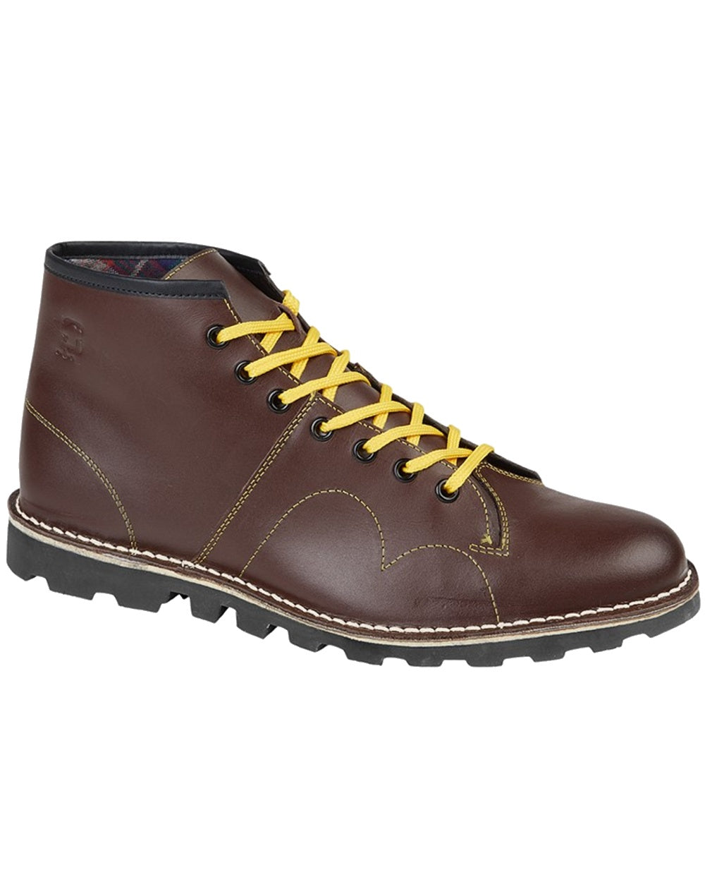 Wine coloured Grafters Heritage Monkey Boots on white background 