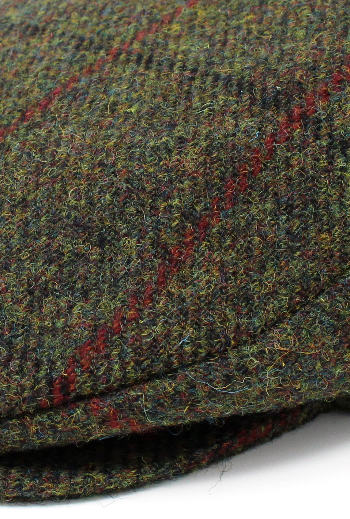 Colour; Green tweed with red over check Hanna Vintage Tweed Cap
