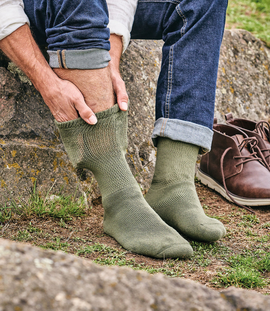 Olive HJ Hall Diabetic Socks | Cotton 