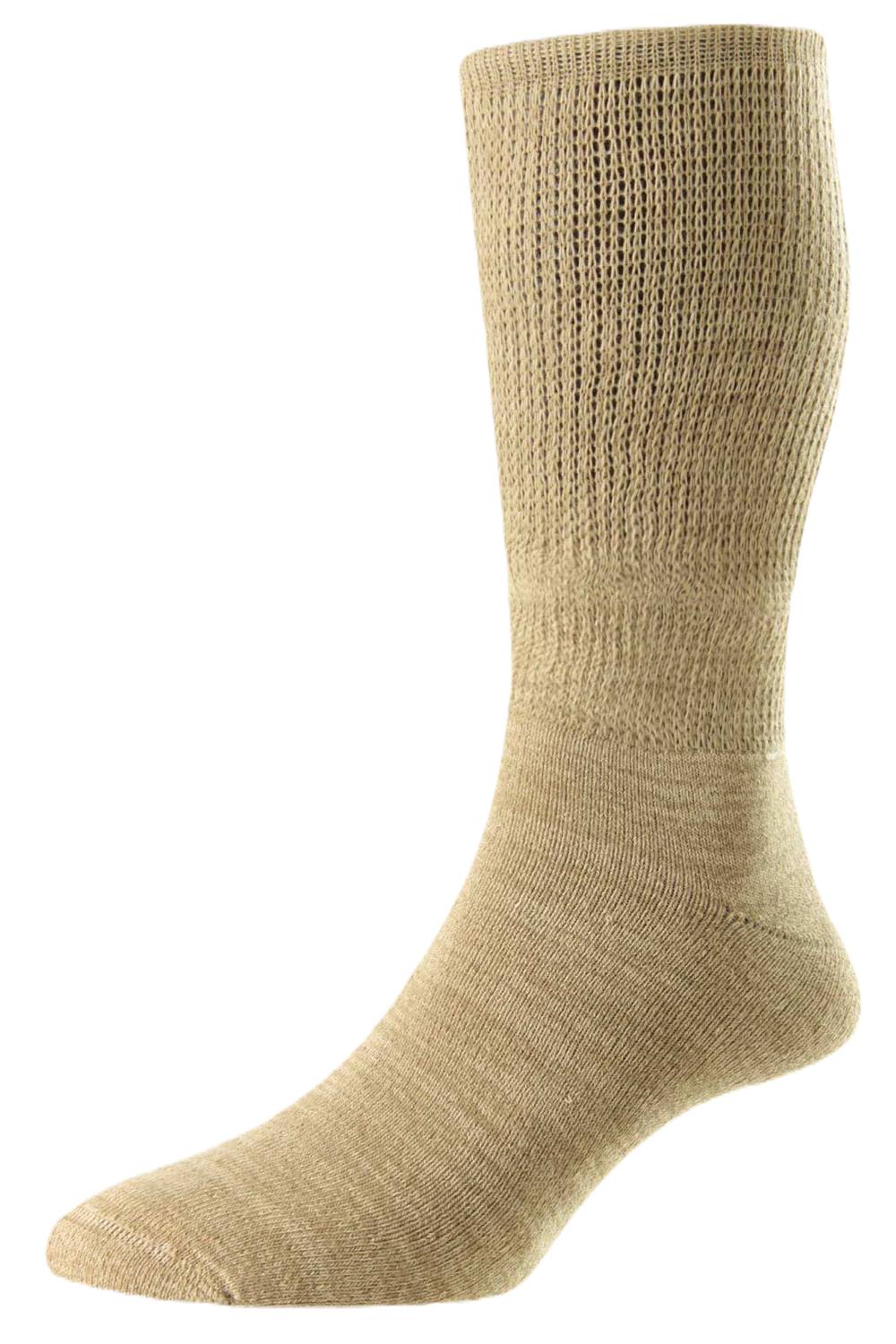 HJ Hall Lightweight Diabetic Cotton Socks in Mink/Oatmeal 