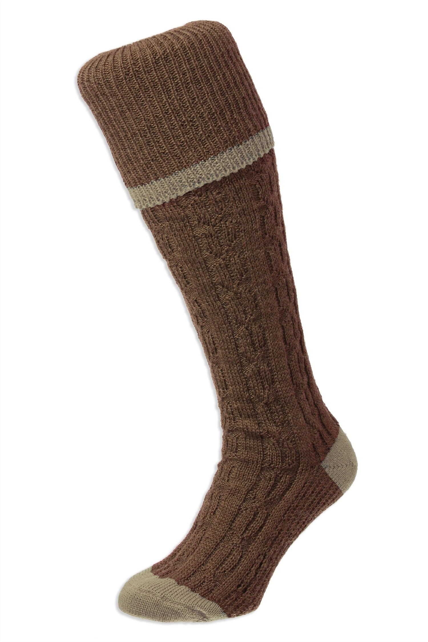Conker HJ Hall Cushion Foot Long Sock | Cable Stripe 