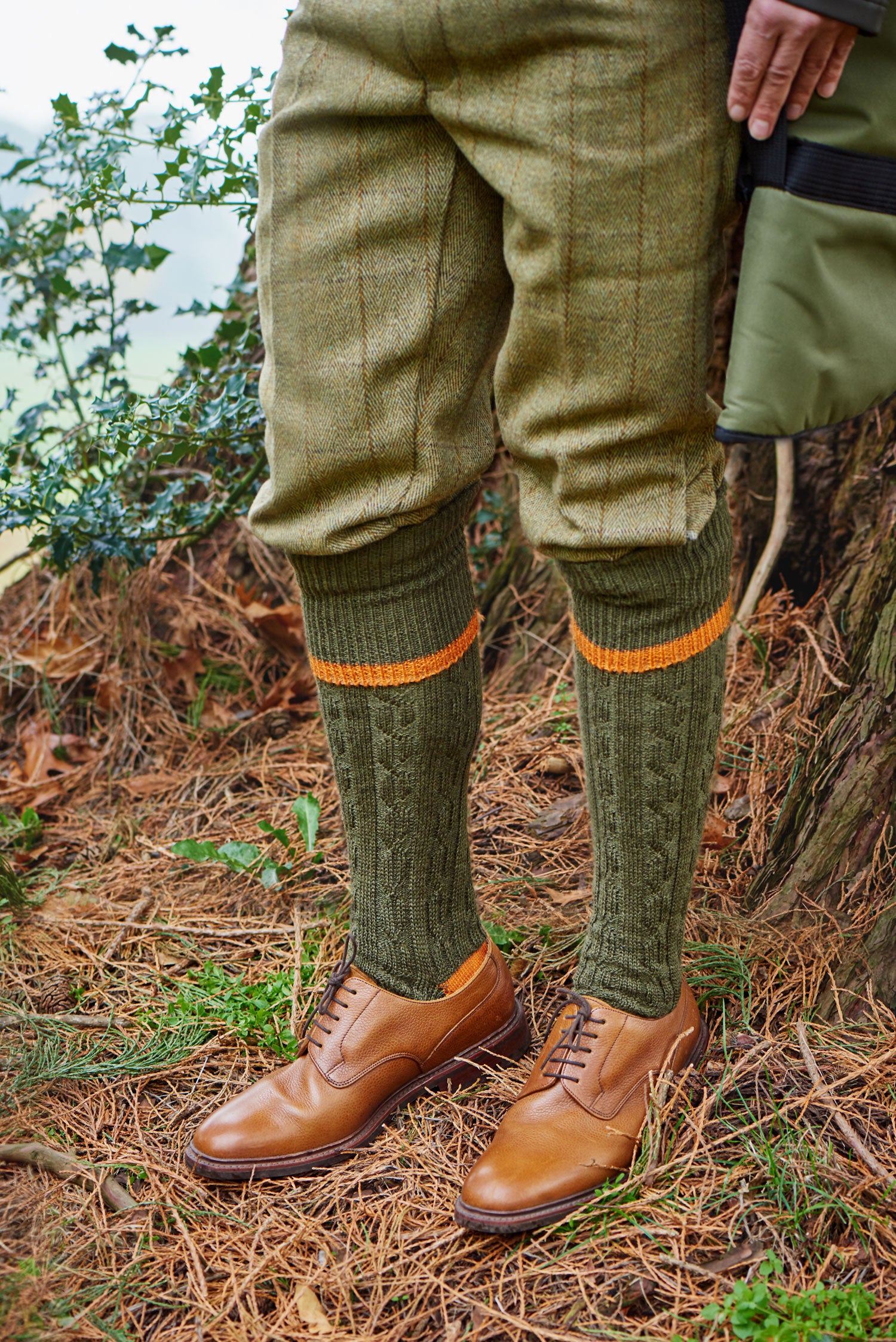 Orange and Green Contrast Stripe Shooting sock 