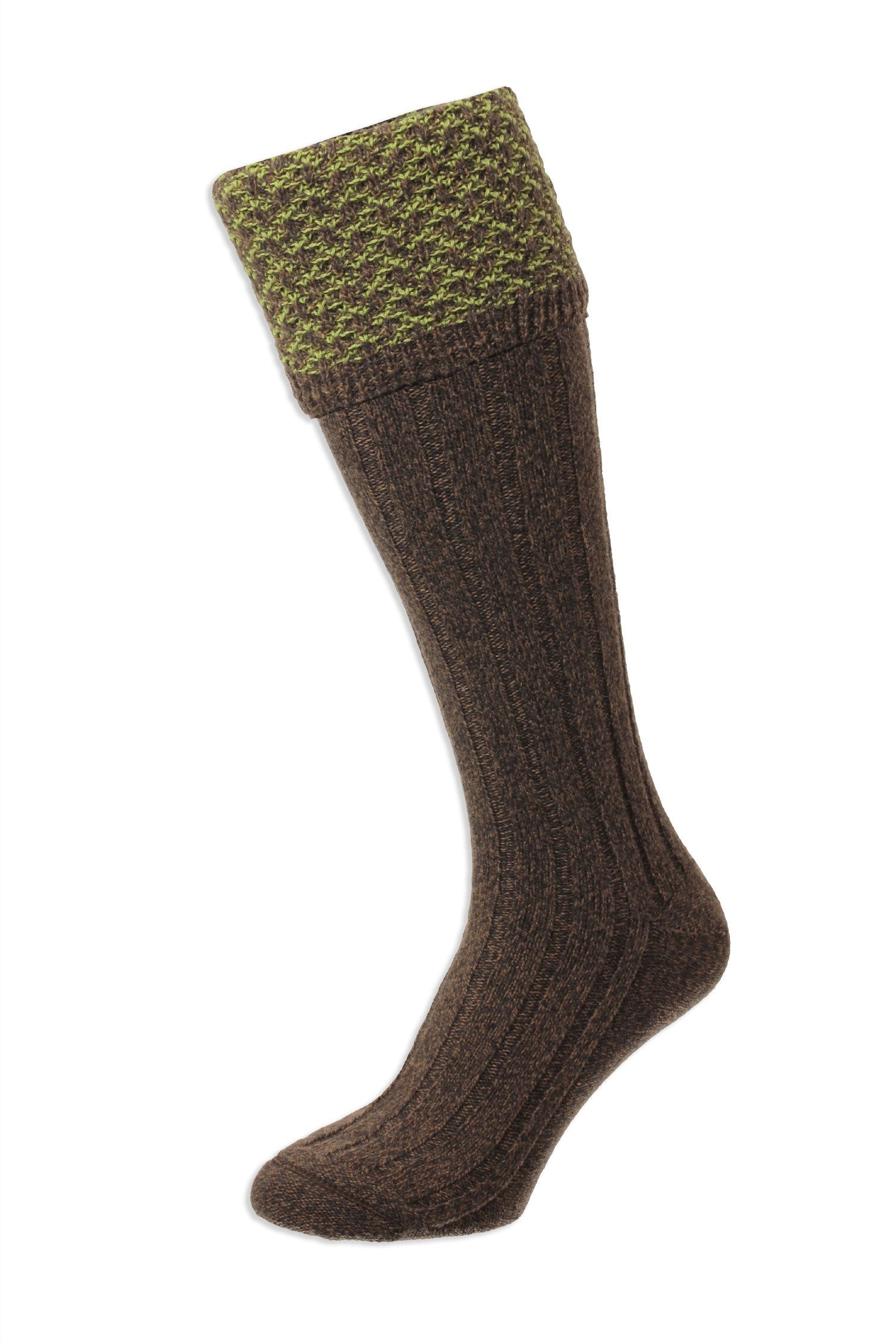 Forest Marl Honeycomb Textured Top Shooting Sock by HJ Hall 