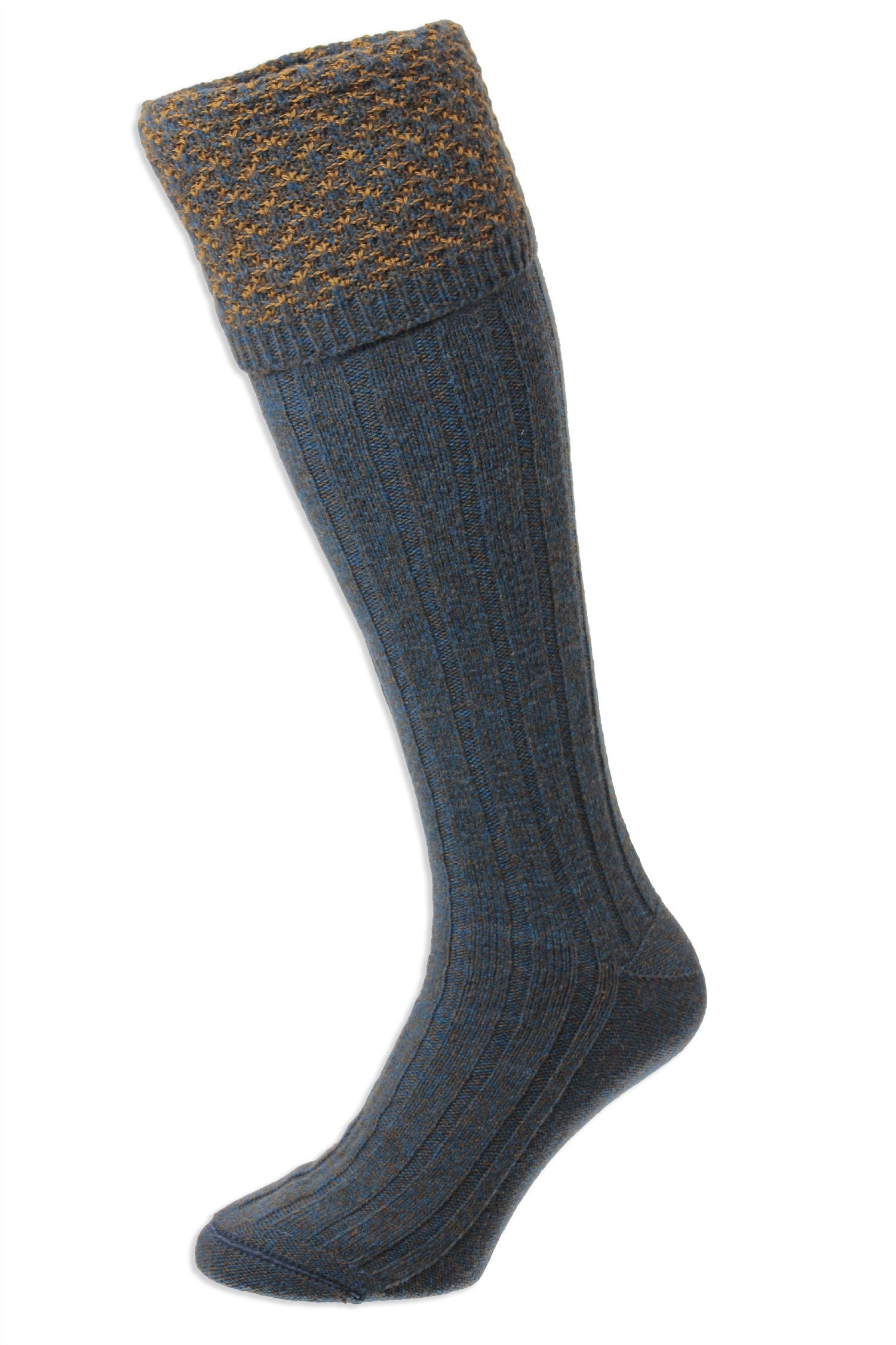 Honeycomb Textured Top Shooting Sock by HJ Hall | Petrol 