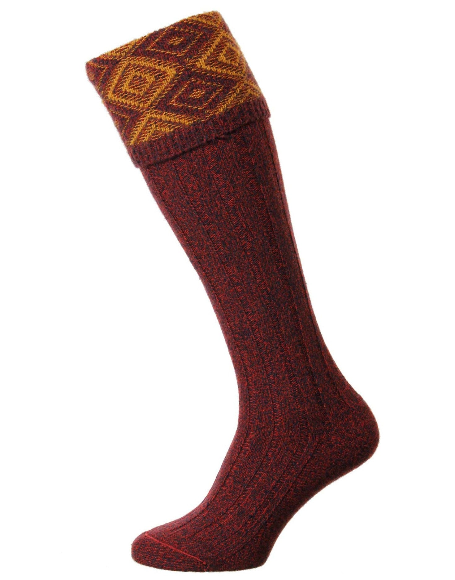 Chestnut HJ Hall Duncliffe Shooting Sock | Textured Diamond Top 