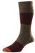 HJ Hall Block Stripe Wool Softop Socks in Burgundy Mix