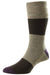 HJ Hall Block Stripe Wool Softop Socks in Dark Brown Mix