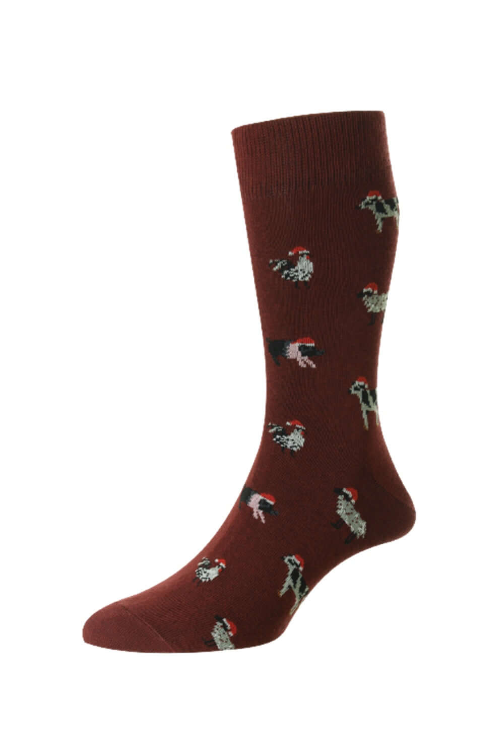 HJ Hall Animals In Christmas Hats Rich Cotton Socks in Wine