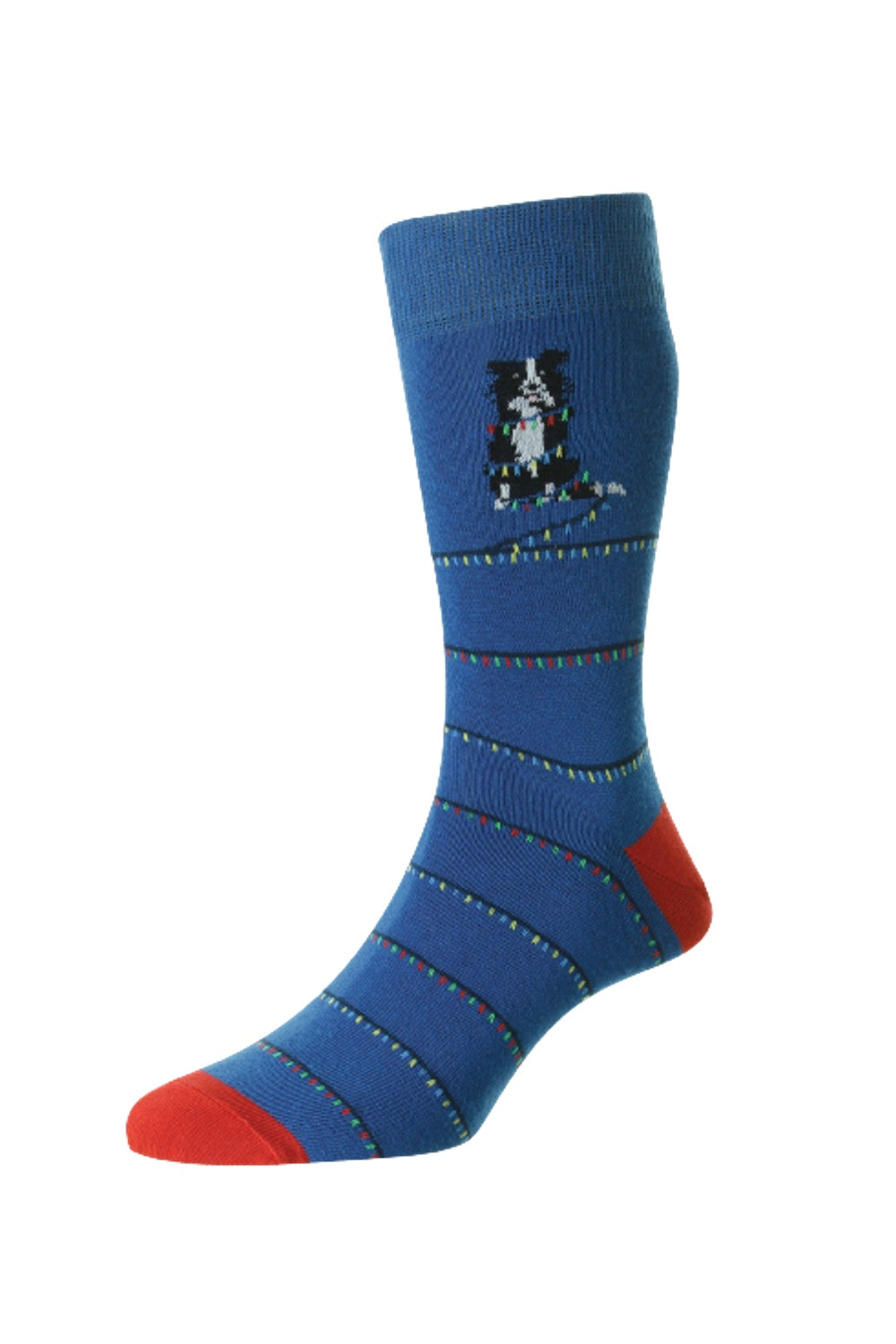 HJ Hall Dog With Christmas Lights Cotton Rich Socks in Royal Blue