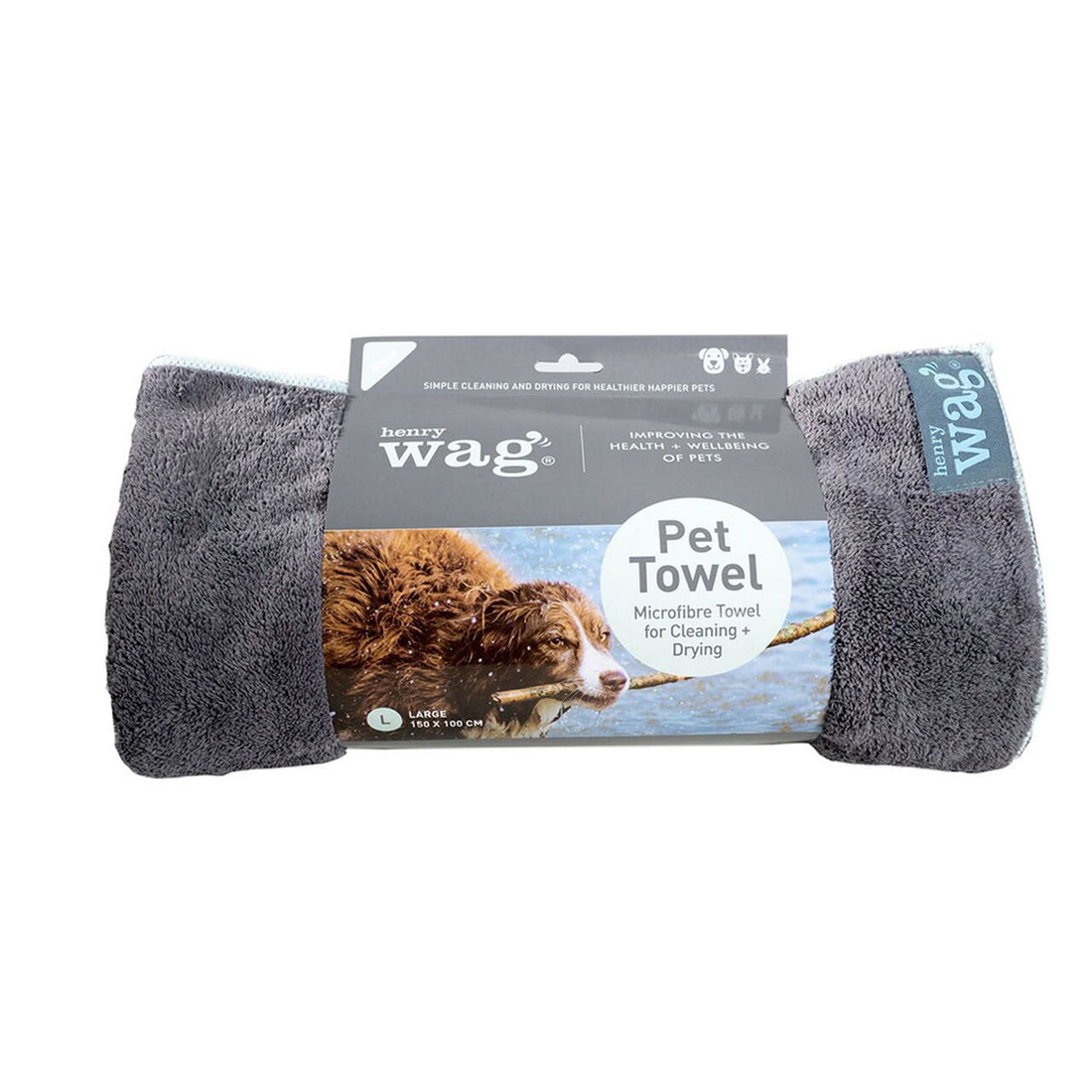 Henry Wag Microfibre Towel in Grey/Black