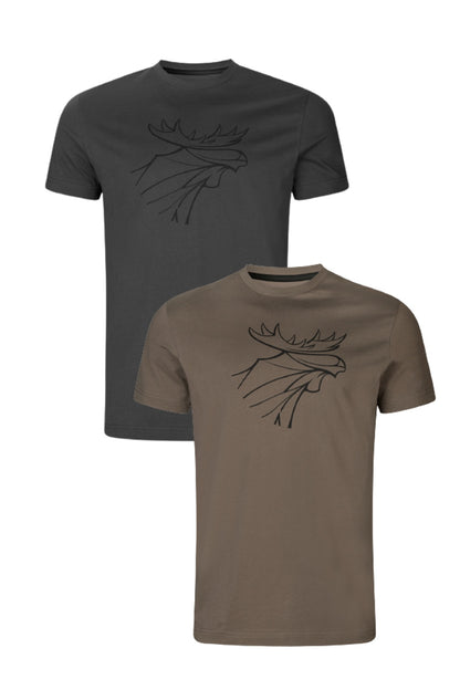 Harkila Graphic T-shirt 2-pack in Brown Granite/Phantom 