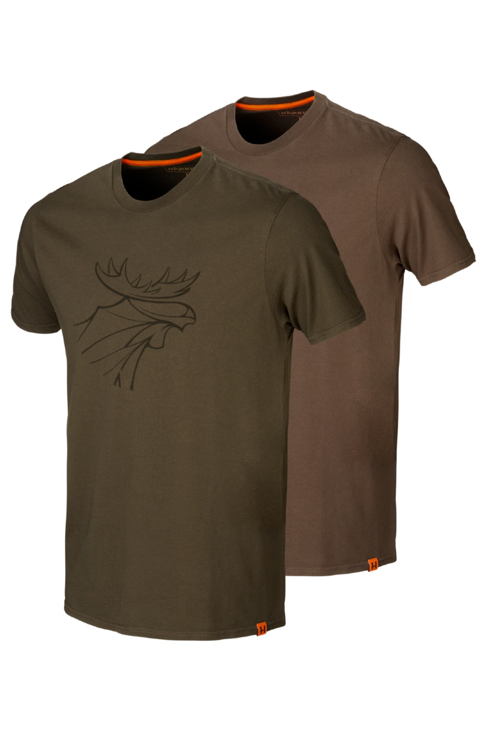 Harkila Graphic T-shirt 2-pack in Willow Green/Slate Brown 