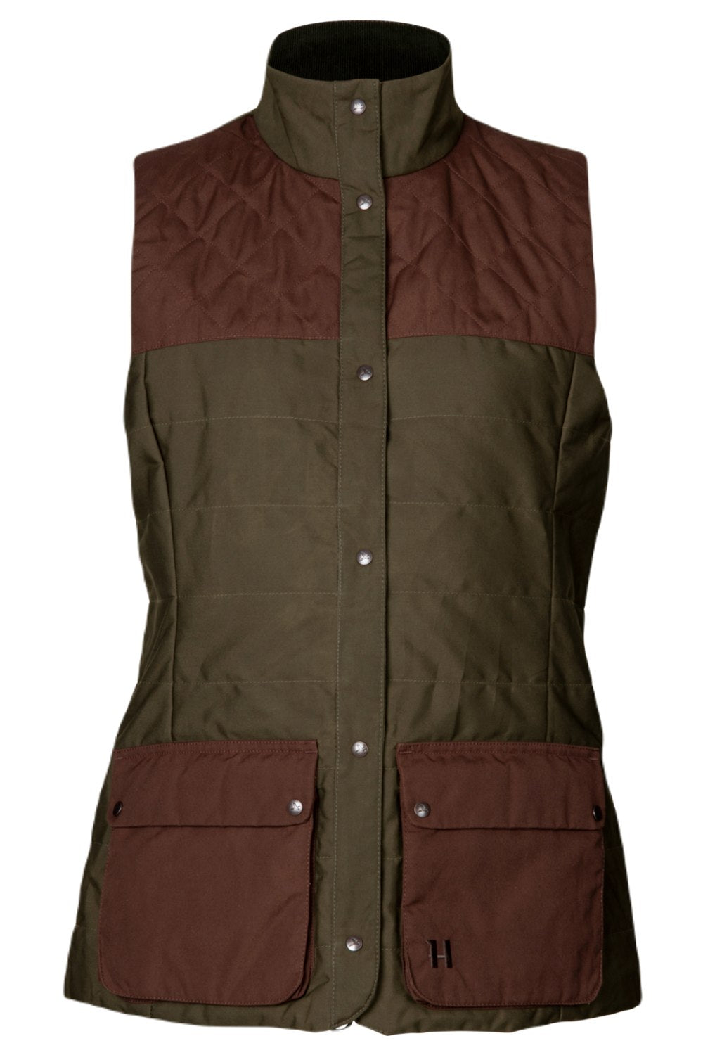 Harkila Womens Retrieve Waistcoat In Dark Warm Olive/Burgundy