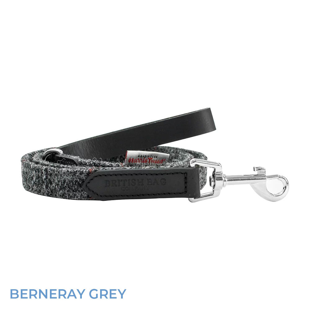 Berneray Grey British Bag Co. Harris Tweed Dog Lead