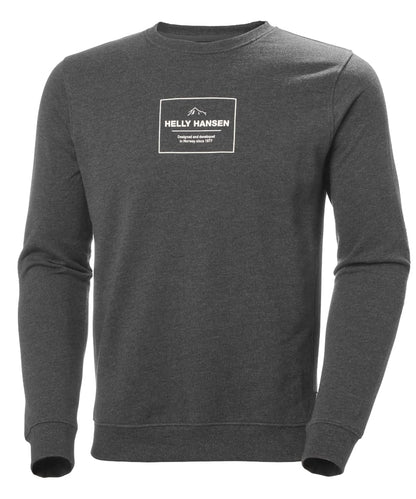 Ebony Melange Coloured Helly Hansen F2F Organic Cotton Sweater on white background 