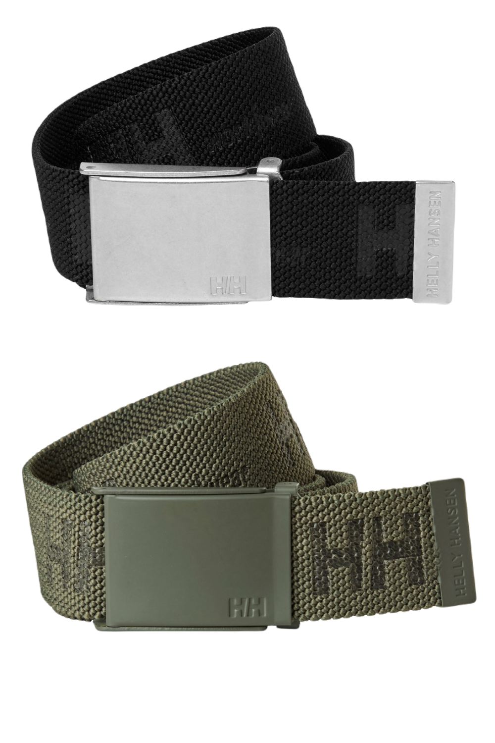 Helly Hansen Logo Webbing Belt in Black and Dark Green